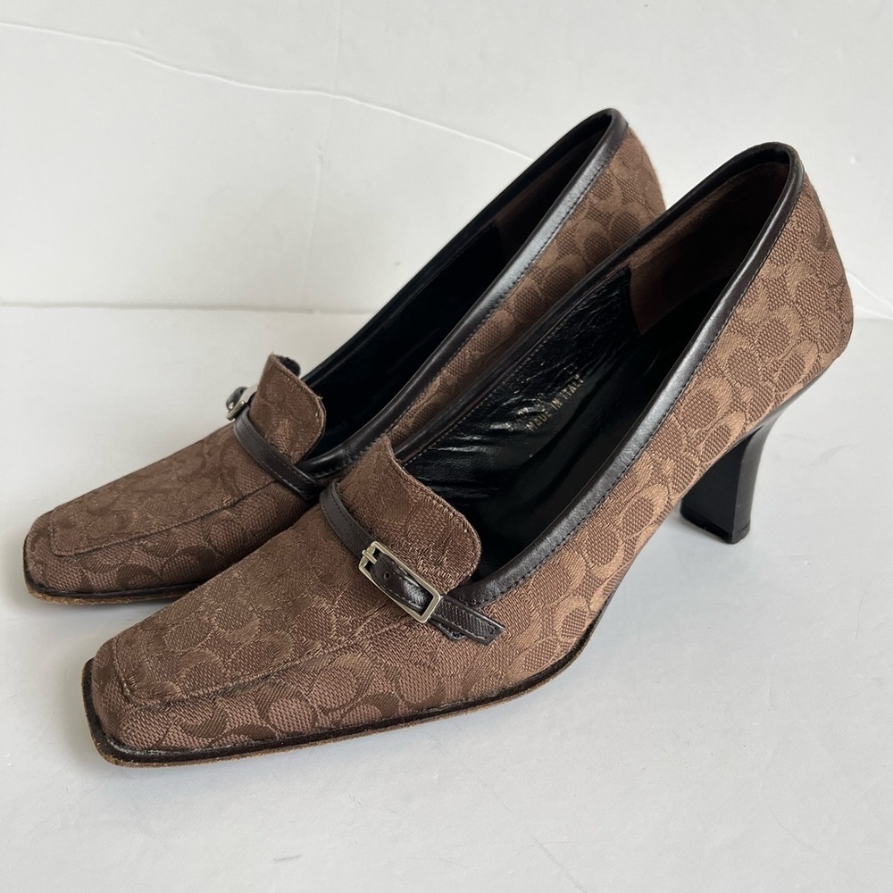 Coach Italy Vintage Brown Signature Heels Loafers Size 5.5B